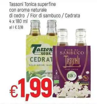 Tassoni Tonica superfine con aroma naturale di cedro / Fior di sambuco / Cedrata 4 x 180 ml
