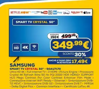Euronics Samsung smart tv crystal 50 '''- 50 au7170 offerta