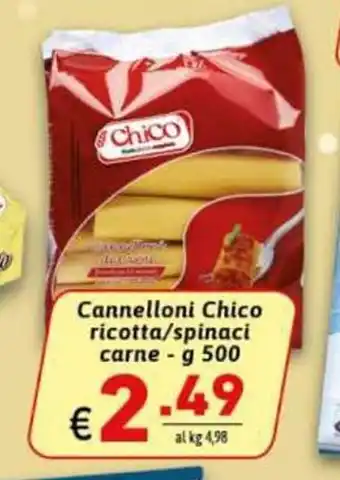 Ipercarni Cannelloni Chico ricotta/spinaci carne - 500 g offerta