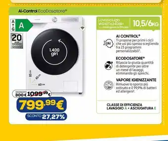 Euronics Lavasciuga ws10t634dbh offerta
