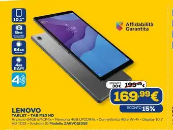 Euronics Tablet - bab m 10 hd lenovo offerta