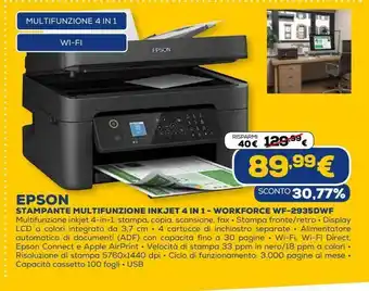 Euronics Stampante multifunzione inkjet 4 in 1 - workforce wf - 2935dwf epson offerta