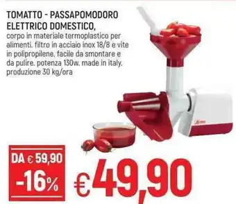 Tomatto - Passapomodoro Elettrico Domestico,