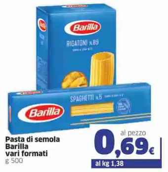 Barilla Pasta di semola vari formati 500g