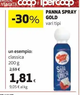 Ipercoop Panna spray gold offerta