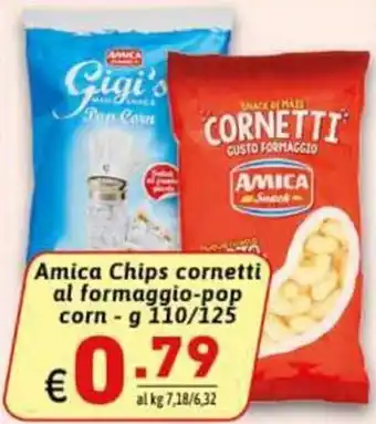 Amica Chips cornetti al formaggio-pop corn g 110/125