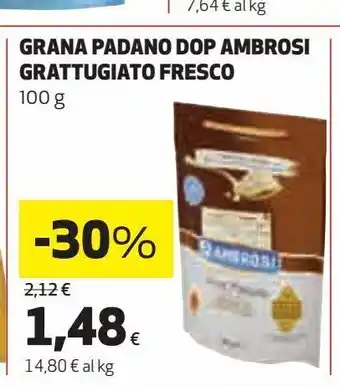 Ipercoop Grana padano dop ambrosi grattugiato fresco offerta