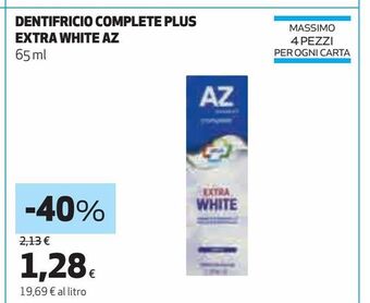 Coop Dentifricio compete plus extra white az offerta