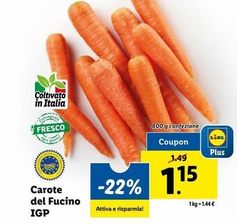 Lidl Carote del fucino igp offerta