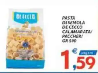 Vivo Supermercati De Cecco Pasta Di Semola Calamarata/Paccheri 300 gr offerta