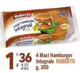 Supermercati Dok Roberto 4 maxi Hamburger Integrale 300g offerta
