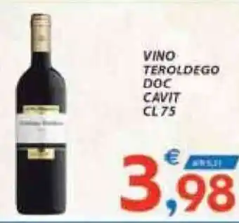 Vivo Supermercati Vino Teroldego DOC Cavit 75 cl offerta