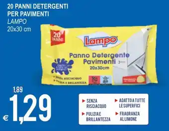Lampo 20 Panni Detergenti per Pavimenti 20x30 cm