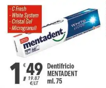 Supermercati Dok Mentadent Dentrifico 75ml offerta