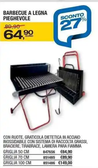 Bricofer Barbecue A Legna Pieghevole offerta