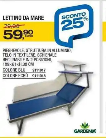 Bricofer Lettino Da Mare 189x61x38cm offerta