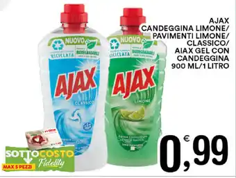 Ajax Candeggina Limone/Pavimenti Limone/Classico/Ajax Gel con Candeggina 900ml/1 litro