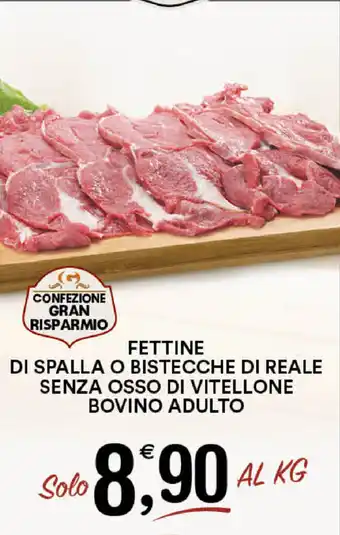 Gecop Fettine di Spalla O Bistecche di Reale Senza Osso di Vitellone Bovino Adulto offerta