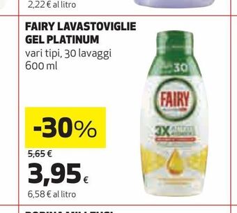 Coop Fairy lavastoviglie gel platinum 600 ml offerta