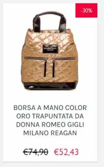 PittaRosso Borse a mano color oro trapuntata da donna romeo gigli milano reagan offerta