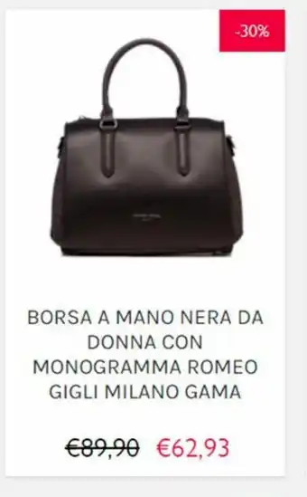 PittaRosso Borsa a mano nera da donna con monogramma romeo gigli milano gama offerta