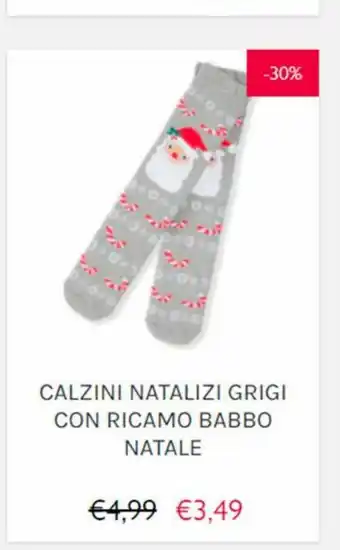 Calzini natalizi grigi con ricamo babbo natale
