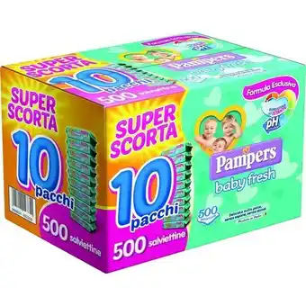 La Saponeria Pampers salviettine bimbo classiche baby fresh giga 500 pz offerta