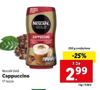 Lidl Nescafé Gold Cappuccino 17 tazze 250 g offerta