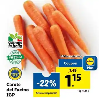 Lidl Carote del Fucino IGP 800g offerta