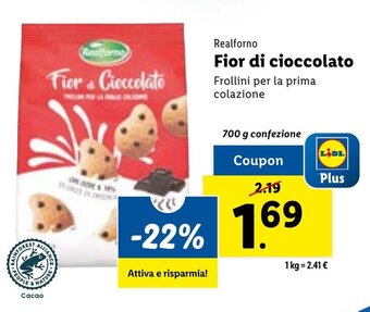 Lidl Realforno Fior di cioccolato 700 g offerta