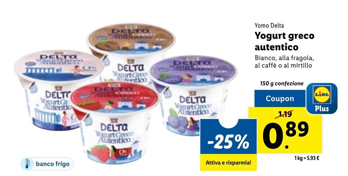 Yomo Delia Yogurt greco autentico 150 g offerta di Lidl