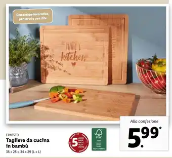 Lidl Ernesto Tagliere da cucina in bambù 35 x 25 o 34 x 29 offerta