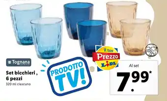 Lidl Tognana Set bicchieri, 6 pezzi 320 ml offerta