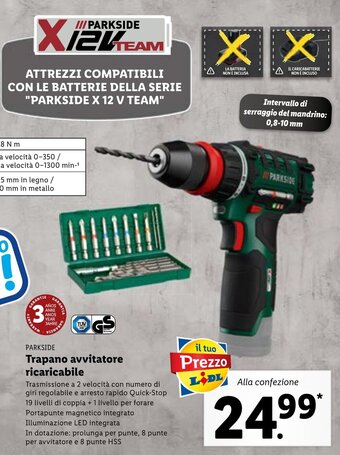 Lidl Parkside Trapano avvitatore ricaricabile offerta