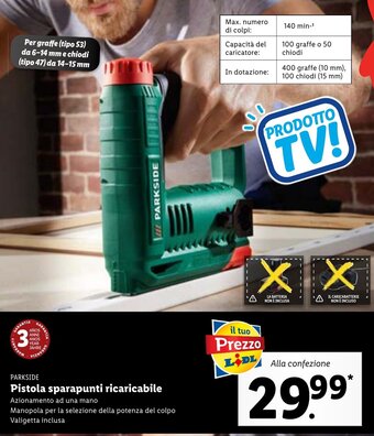 Lidl Parkside Pistola sparapunti ricaricabile offerta