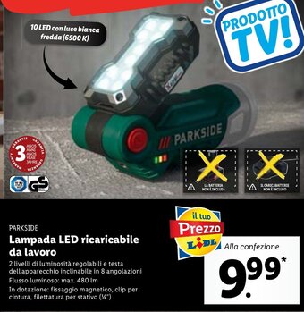 Lidl Parkside Lampada LED ricaricabile da lavoro offerta