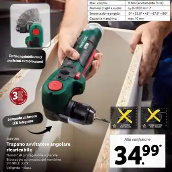 Lidl Parkside Trapano avvitatore angolare ricaricabile offerta