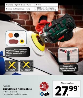 Lidl Parkside Lucidatrice ricaricabile offerta
