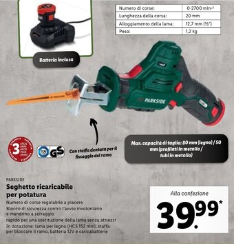 Lidl Parkside Seghetto ricaricabile per potatura offerta
