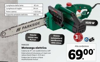 Lidl Parkside Motosega elettrica offerta