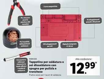 Lidl Parkside Tappetino per saldatura o set dissaldatore con spugna per pulizia e tronchese offerta