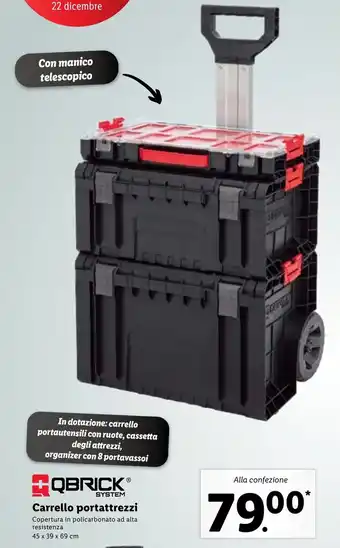 Lidl Qbrick Carrello portattrezzi 45 x 39 x 69 cm offerta