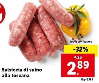 Lidl Salsiccia di suino alla toscana 500 g offerta