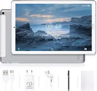 Amazon Yestel tablet 10 pollici tablet android 10 con 4 gb ram + 64 gb rom - wifi | bluetooth | gps, 8000mah con cover-argento offerta
