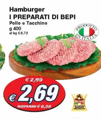 Prix Quality Hamburger l Preparati Di Bepi Pollo e Tacchino 400 g offerta
