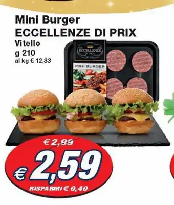 Prix Quality Mini Burger Eccelenze Di Prix Vitello 210 g offerta