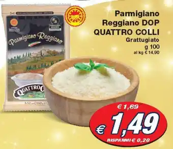Prix Quality Parmigiano Reggiano DOP Quattro Colli Grattugiato 100 g offerta