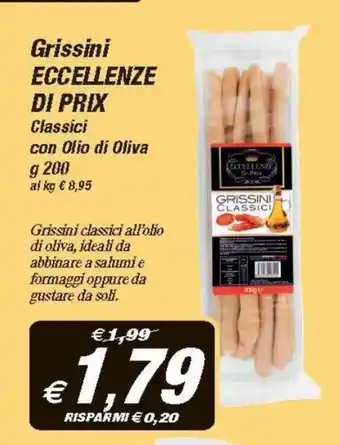 Prix Quality Grissini Eccelenze Di Prix Classici con Olio di OLiva 200 g offerta