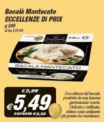 Prix Quality Bacalà Mantecato Eccellenze di Prix 200 g offerta