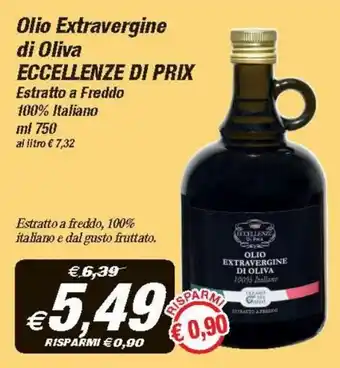 Prix Quality Olio Extravergine di Oliva Eccellenze Di Prix Estratto a Freddo 100% Italiano 750ml offerta